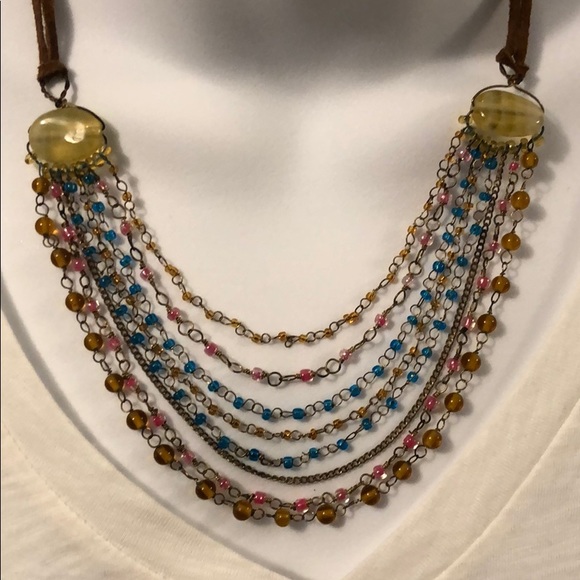 NWT Two’s Company Suede Beaded Necklace - Picture 2 of 7